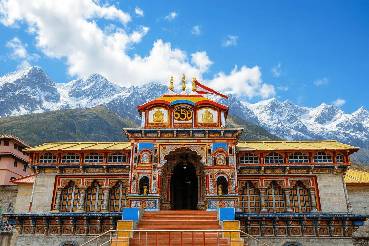 Badrinath Temple beneath Nilkantha Peak